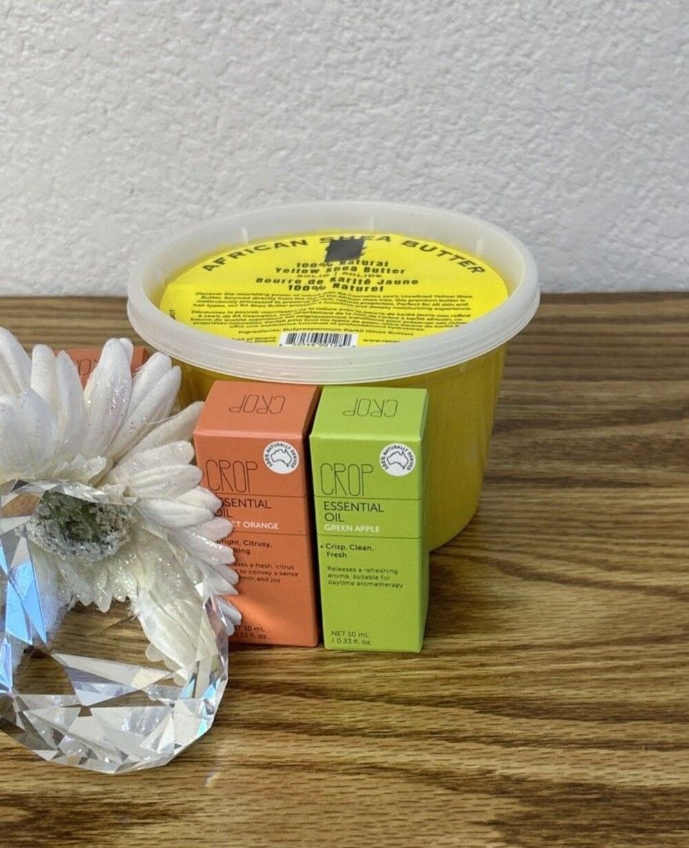 Shea Butter Citrus Essential Oil Kit Body Butter DIY Set Orange Apple 10ml